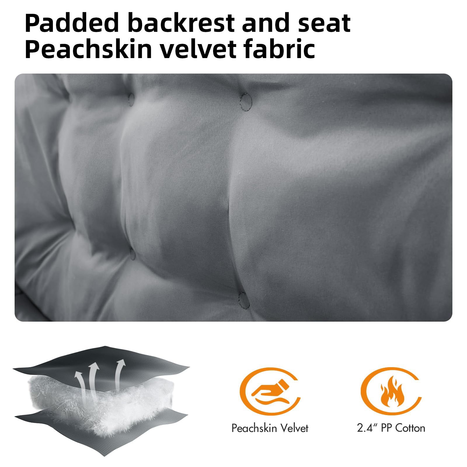 Double Camping Chair Folding Padded Loveseat for Two Adults with Cup Holders and Carry Bag 600 lb