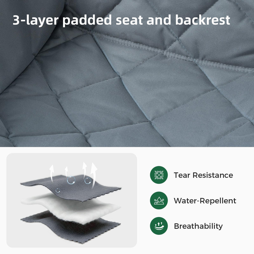 3 Person Camping Chair Folding Padded Loveseat with Cup Holders and Carry Bag 660 lb