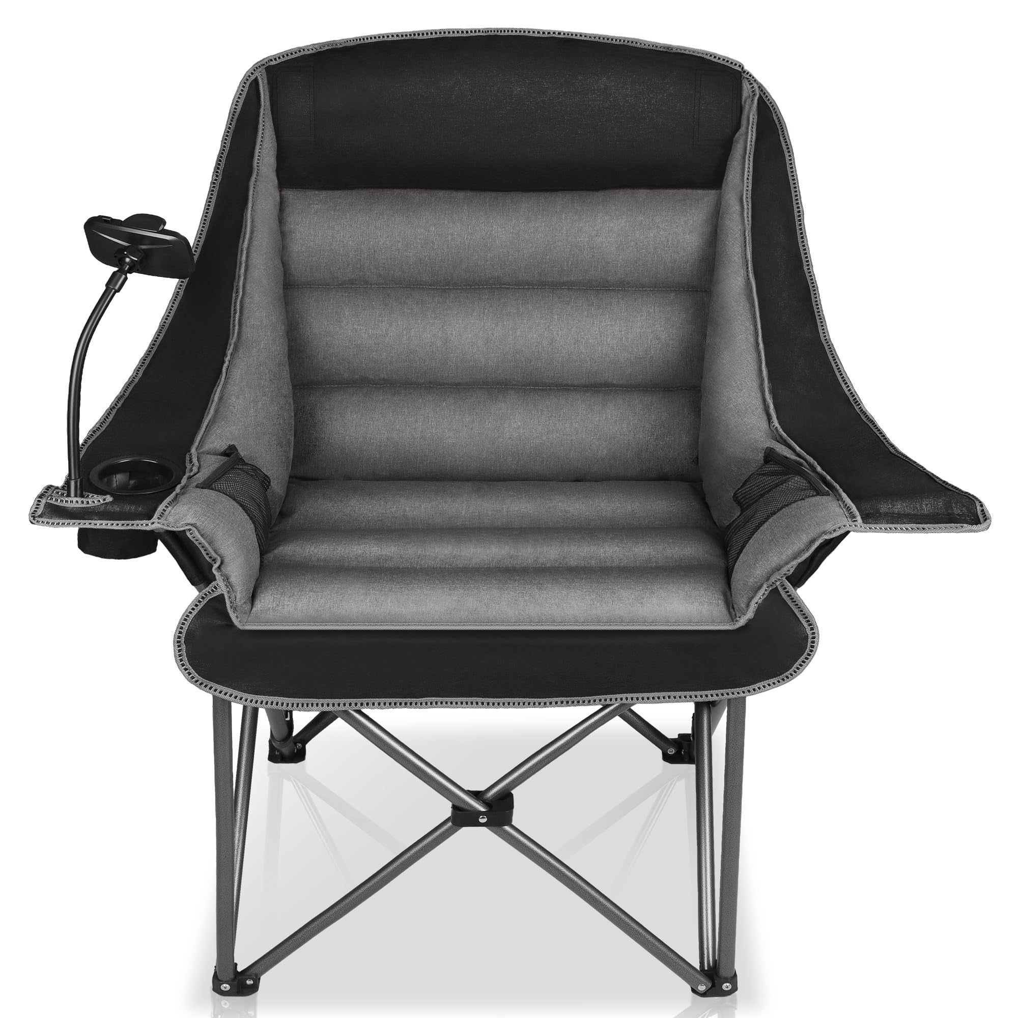 Oversized Folding Camping Chair for Adults with Cup Holder Phone Holder and Side Pocket 400 lb