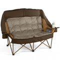 High Back Double Camping Chair Folding Loveseat Low Seat with Cup Holders and Carry Bag 800 lb