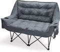 Double Camping Chair Folding Padded Loveseat for Two Adults with Cup Holders and Carry Bag 600 lb